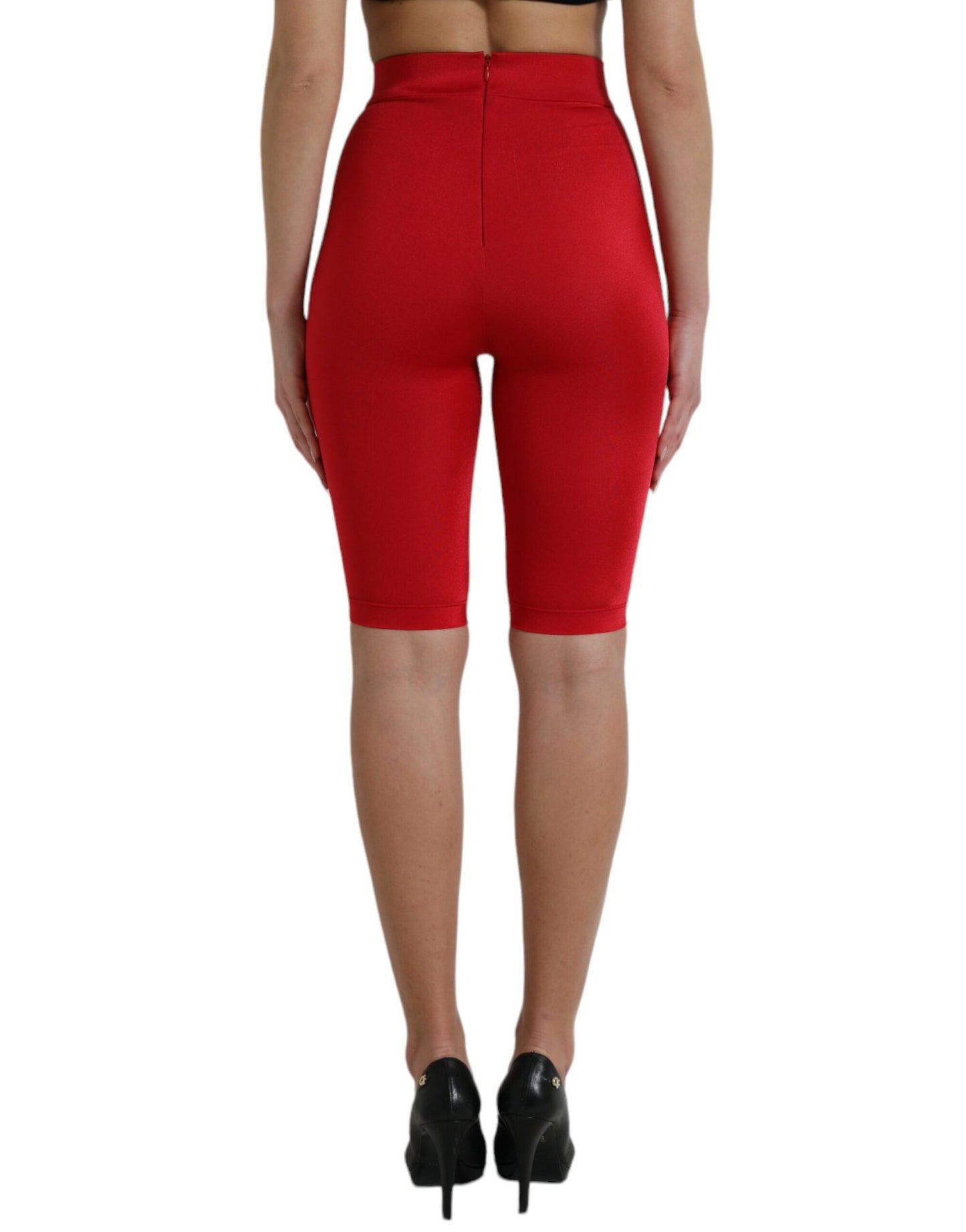 Red Stretch High Waist Cropped Leggings Pants