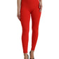 Red Nylon Stretch Slim Leggings Pants