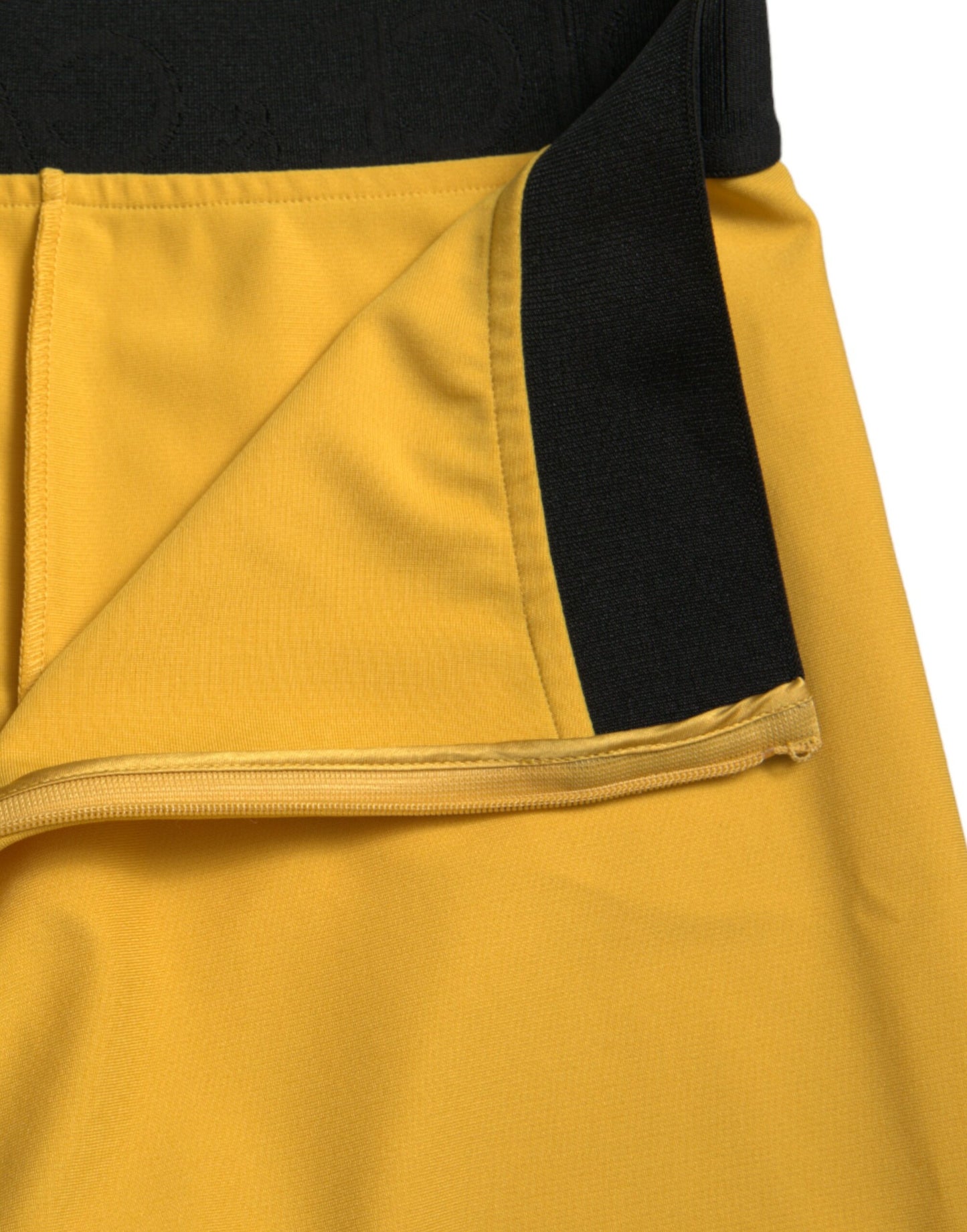 Yellow Nylon Stretch Leggings Pants