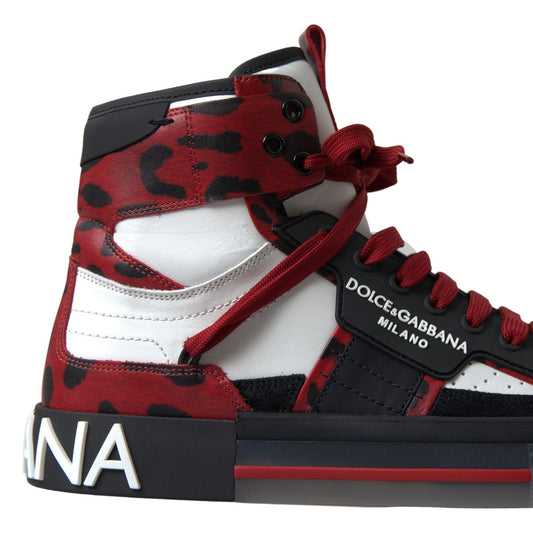 High-Top Leopard Sneakers in Lush Red Tones