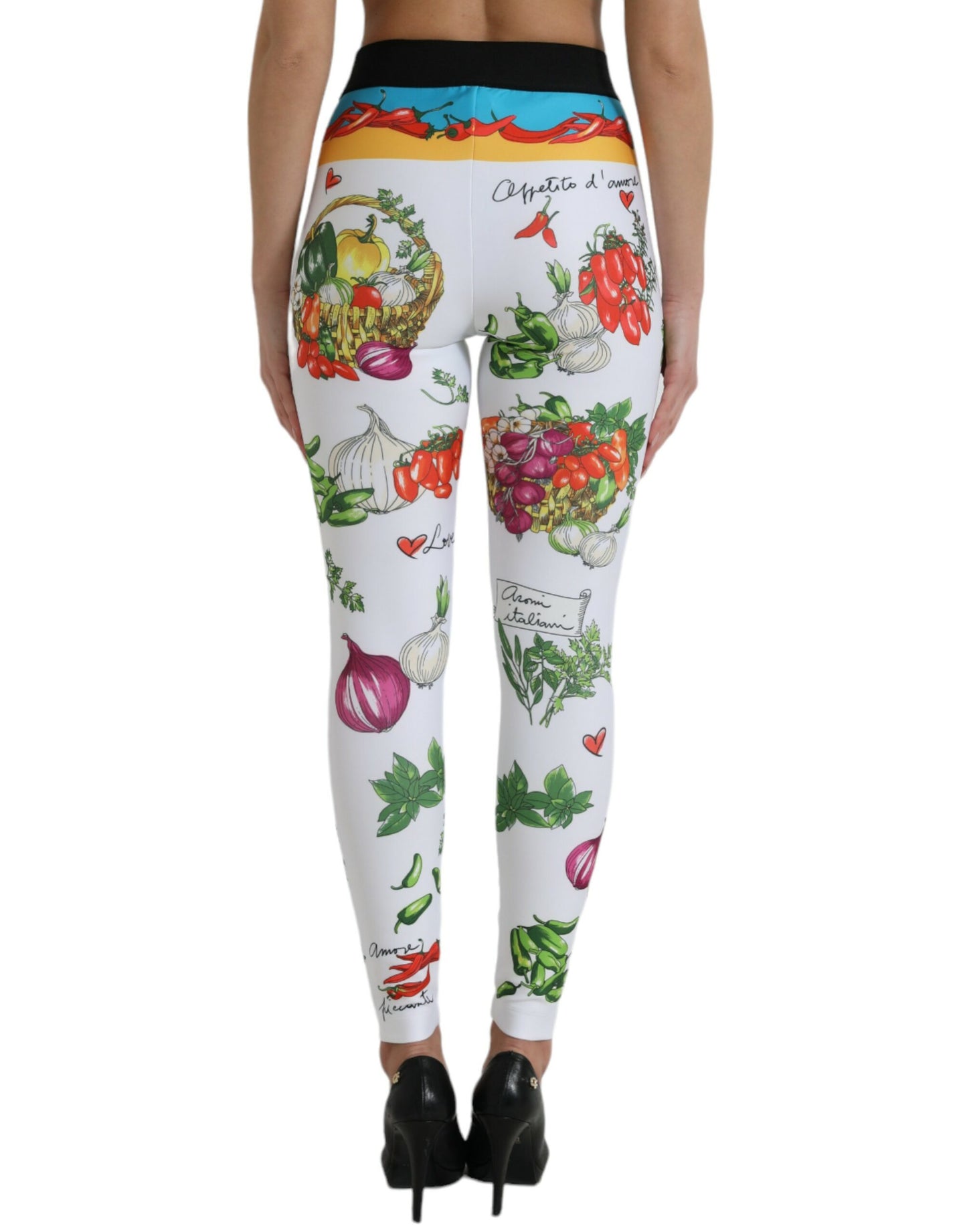 White Vegetables High Waist Leggings Pants