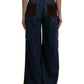 Brown Corduroy Cargo Denim Wide Leg Jeans