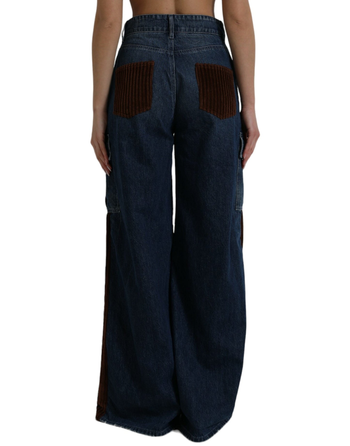 Brown Corduroy Cargo Denim Wide Leg Jeans