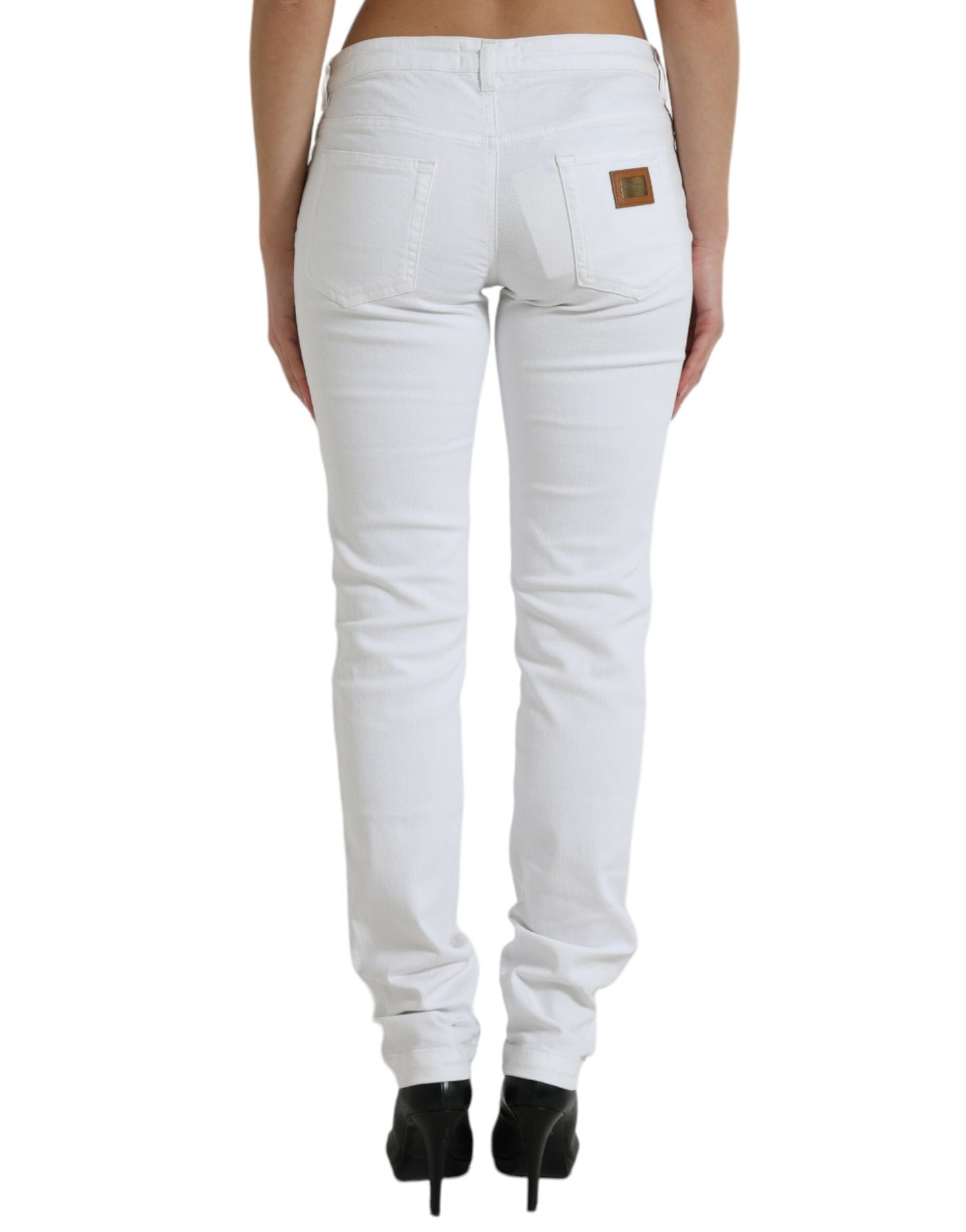 White Cotton Stretch Skinny Denim Jeans