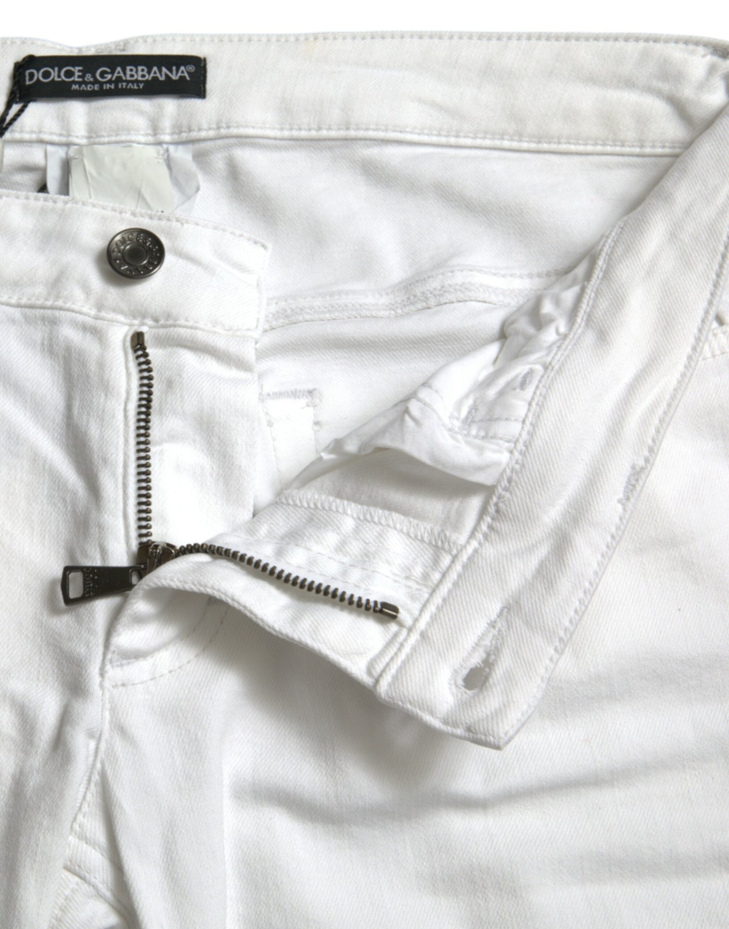 White Cotton Stretch Skinny Denim Jeans