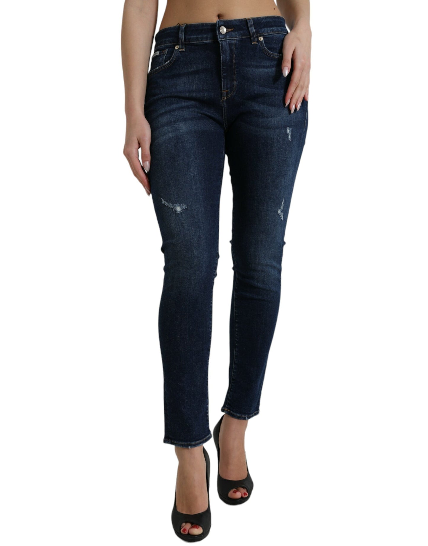 Dark Blue Cotton Stretch Denim Skinny Jeans