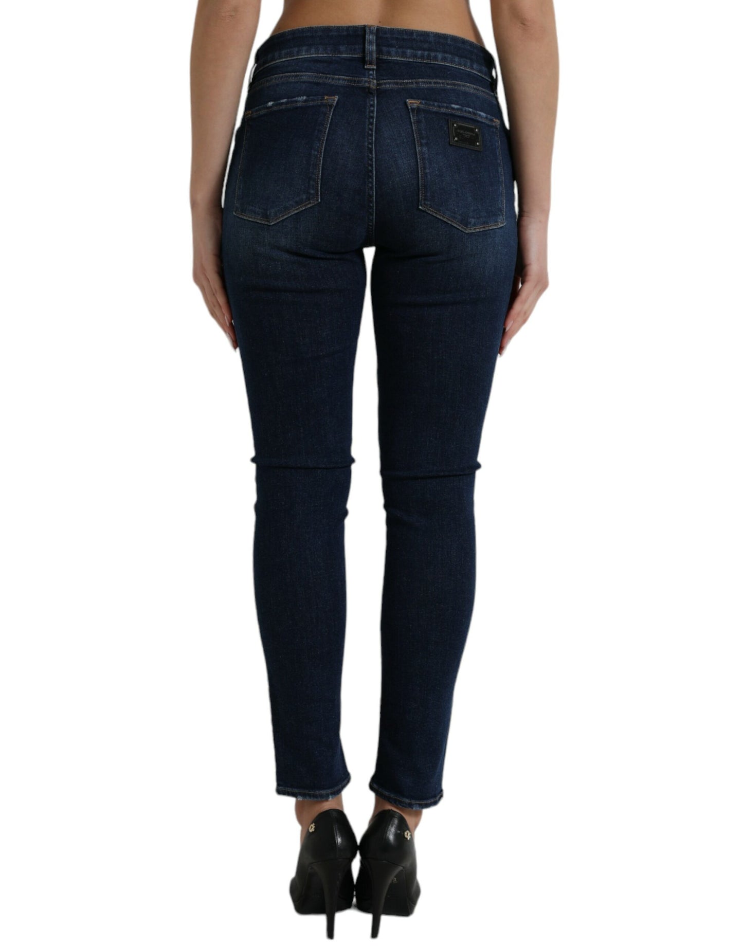 Dark Blue Cotton Stretch Denim Skinny Jeans