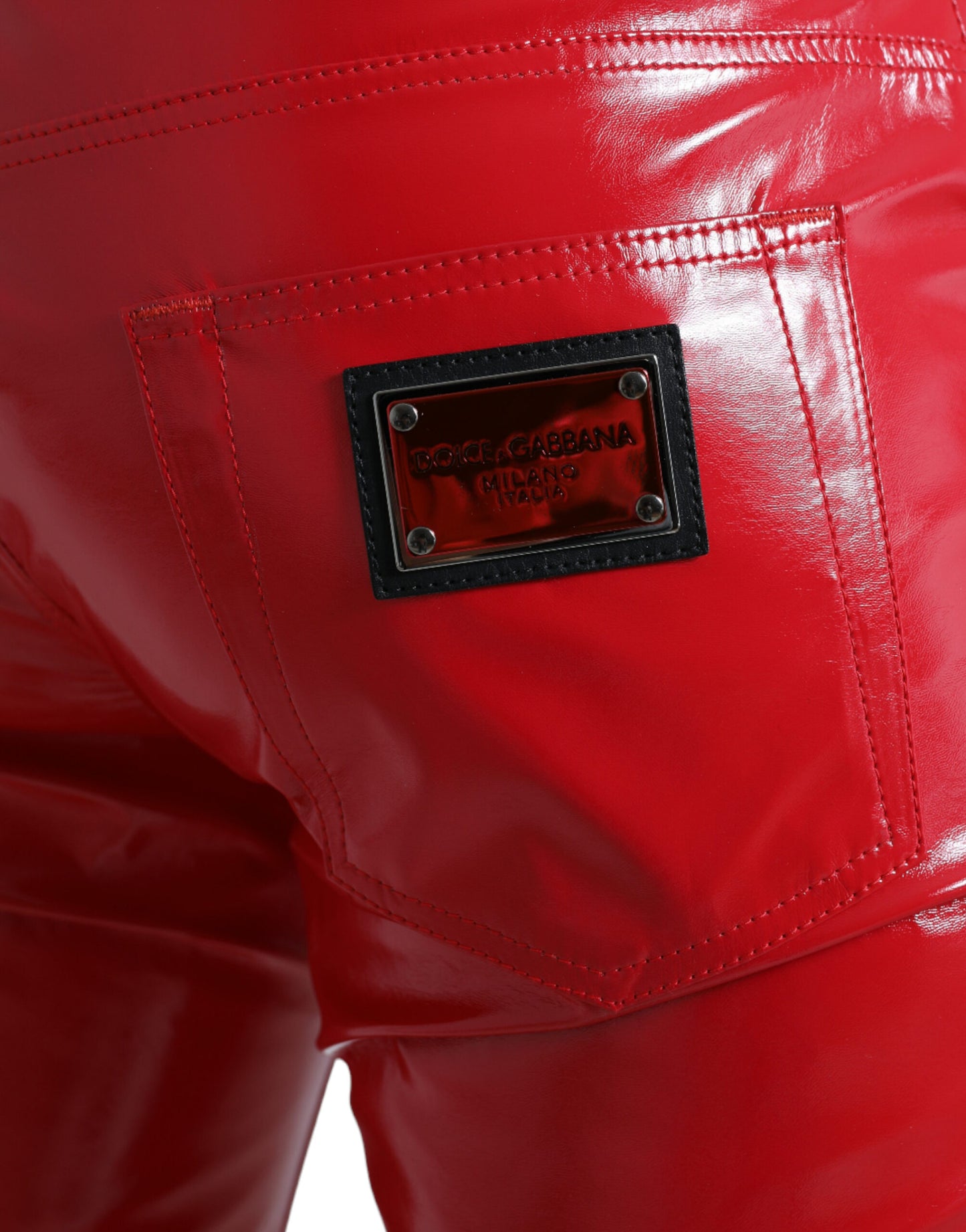 Red Shine Polyester Skinny Pants