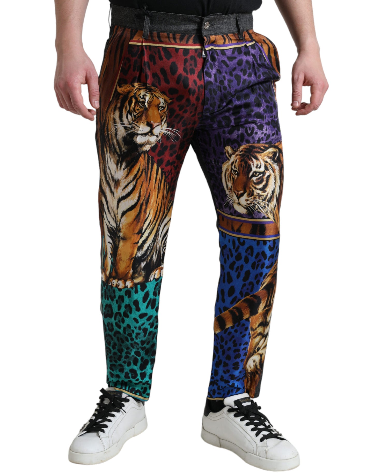 Multicolor Tiger Cotton Loose Denim Jeans