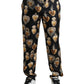 Black Heart Print Silk Men Pajama Pants