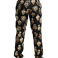 Black Heart Print Silk Men Pajama Pants