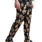 Black Heart Print Silk Men Pajama Pants