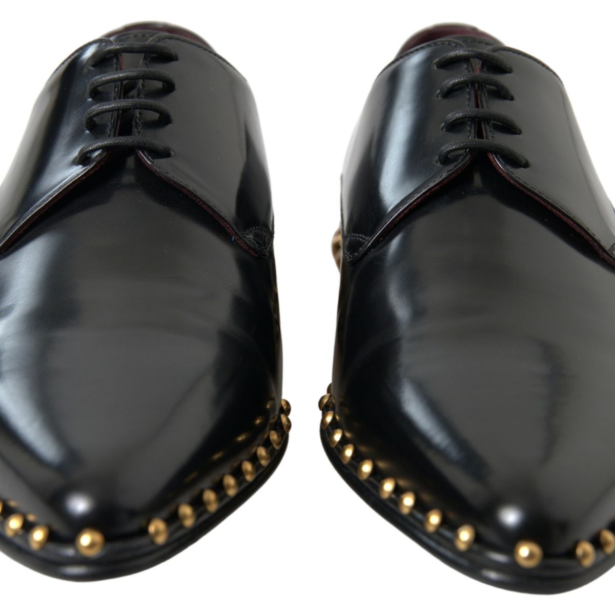 Elegant Gold-Accented Black Leather Dress Shoes