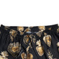 Black Heart Print Silk Men Pajama Pants