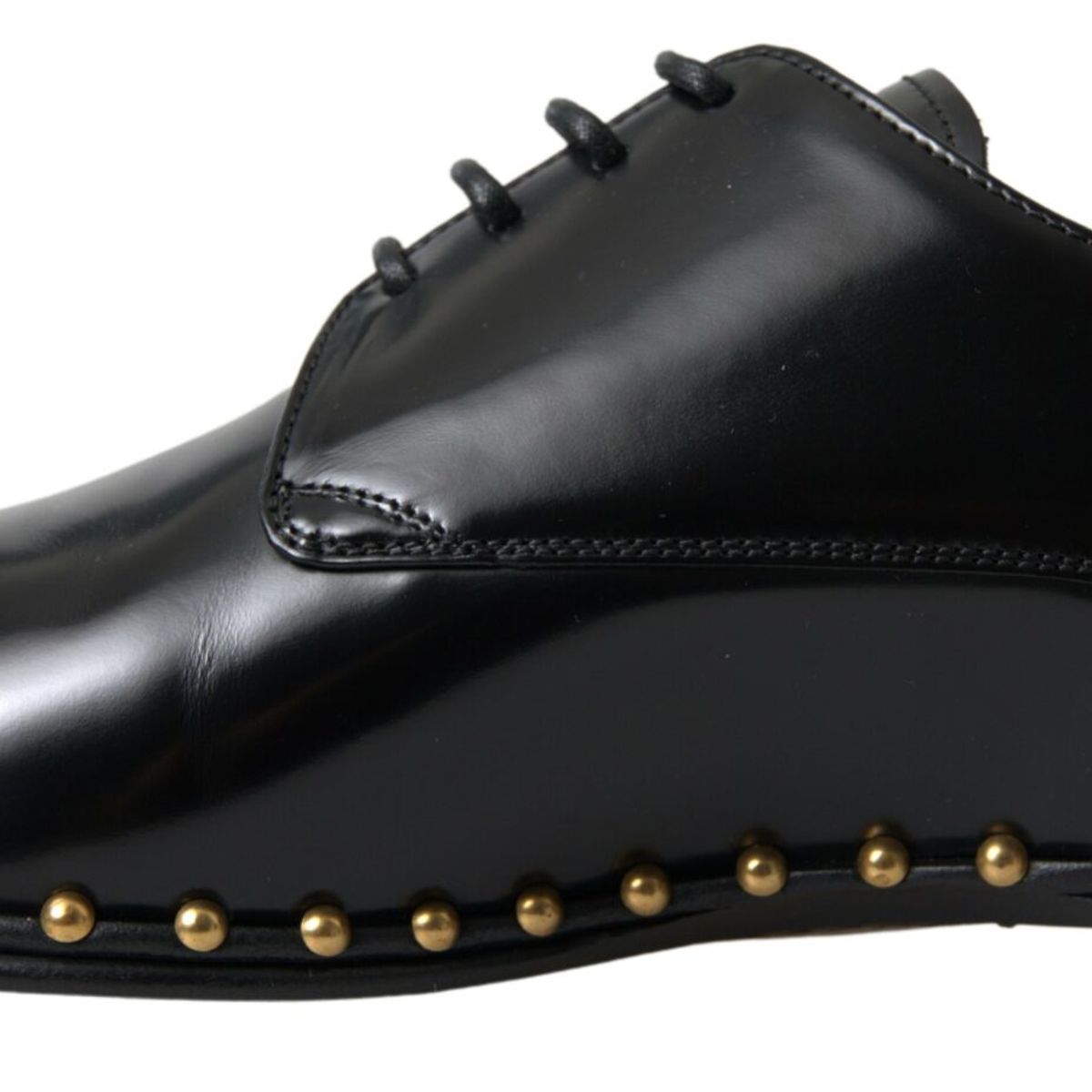 Elegant Gold-Accented Black Leather Dress Shoes