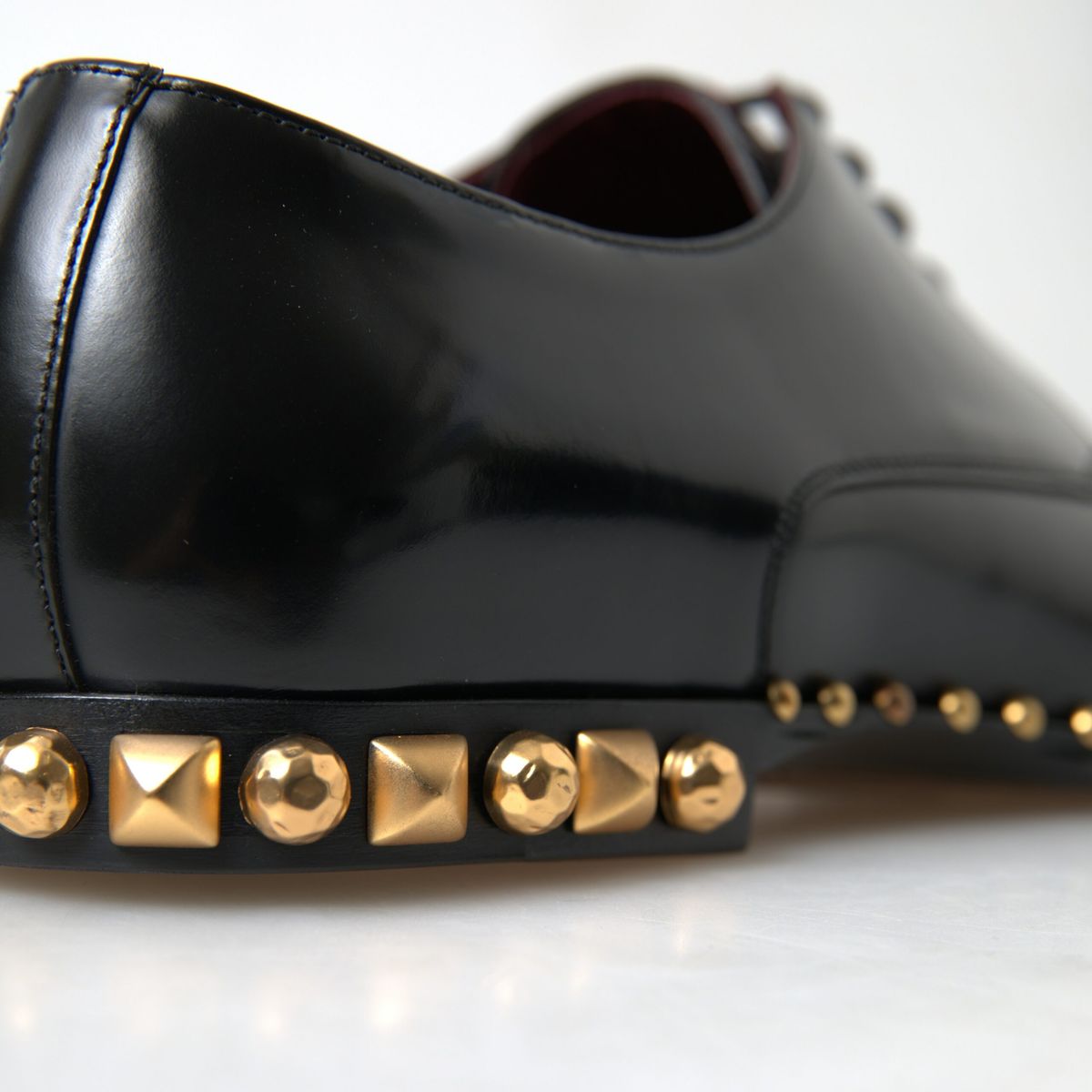 Elegant Gold-Accented Black Leather Dress Shoes