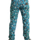 Blue Floral Print Skinny Cotton Denim Pants