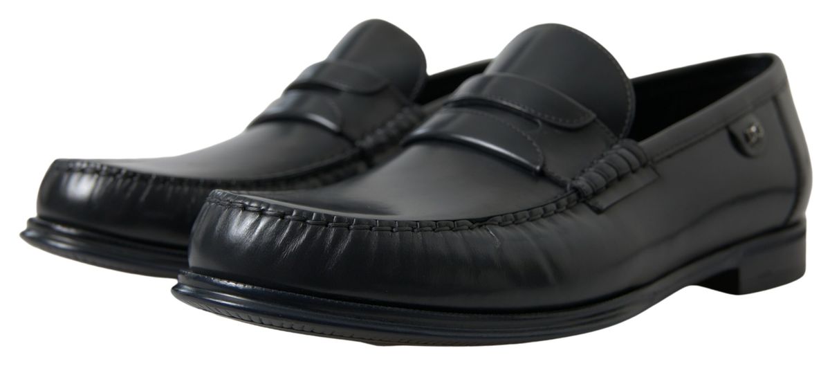 Elegant Black Leather Mens Loafers