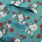 Blue Floral Print Skinny Cotton Denim Pants