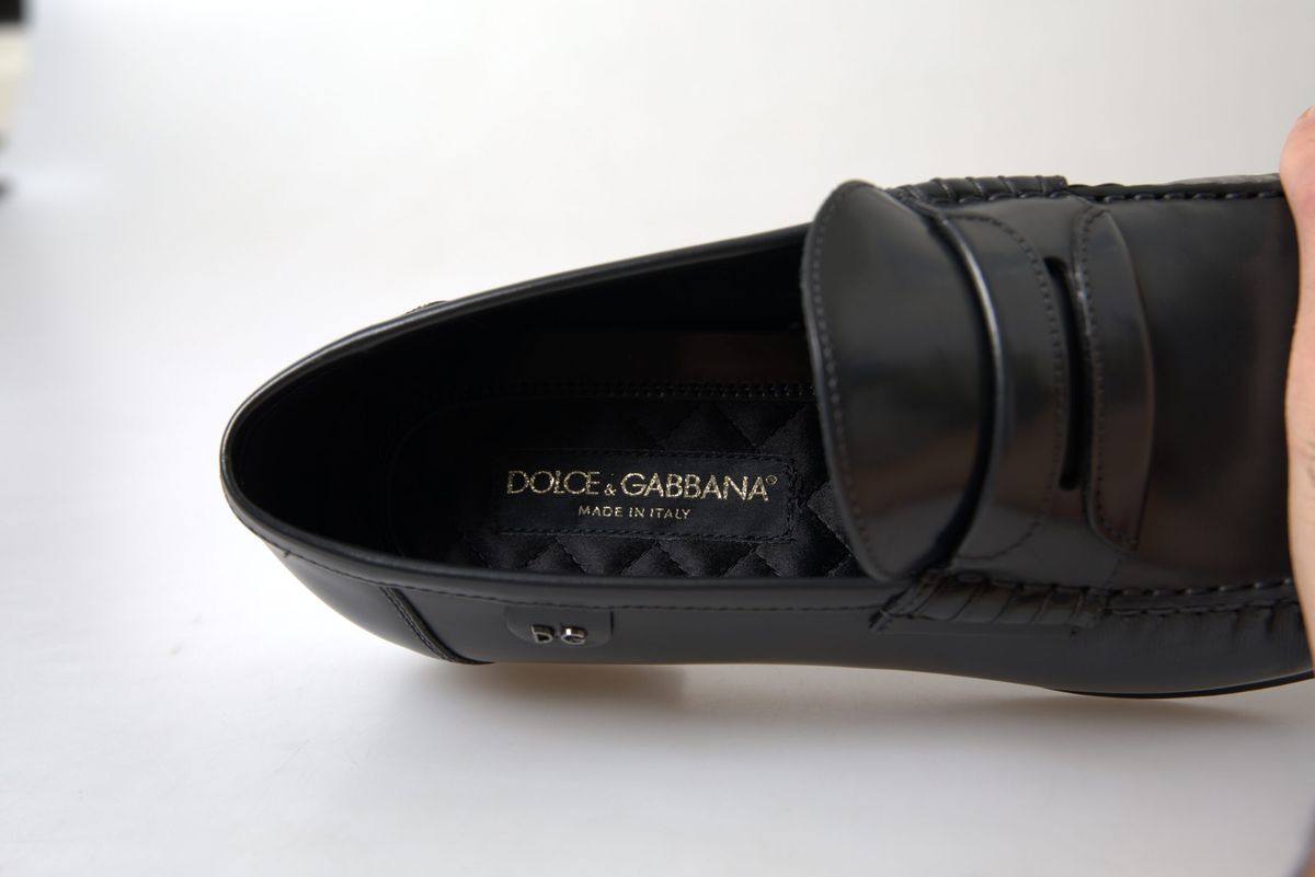 Elegant Black Leather Mens Loafers