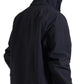 Dark Blue Hooded Wool Full Zip Men Jacket