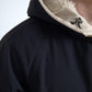 Dark Blue Hooded Wool Full Zip Men Jacket