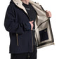 Dark Blue Hooded Wool Full Zip Men Jacket