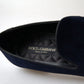 Elegant Blue Velvet Loafers for Men