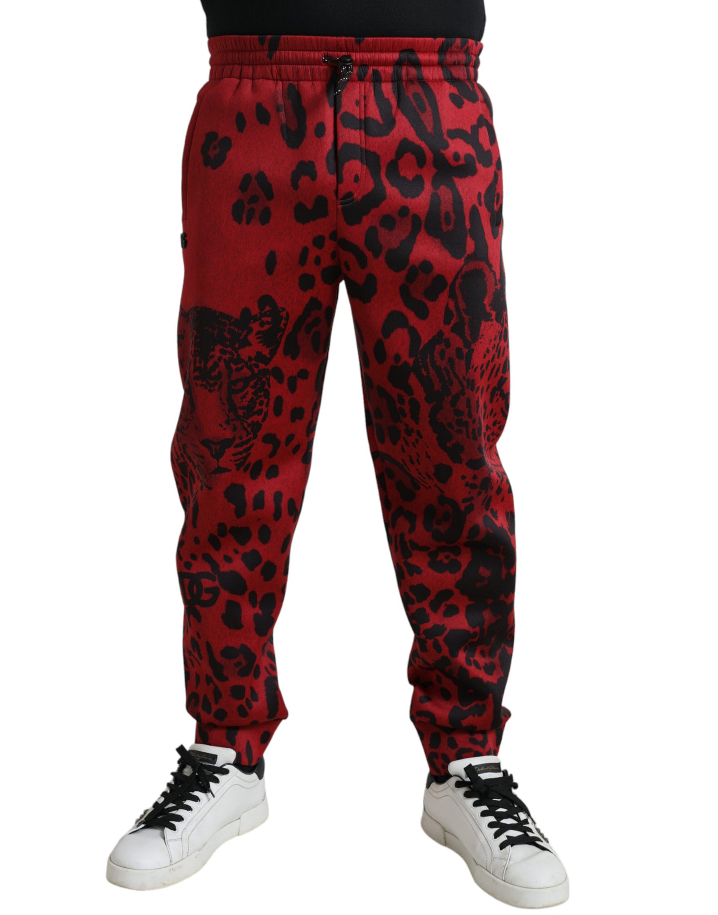 Red Black Leopard Stretch Jogger Pants