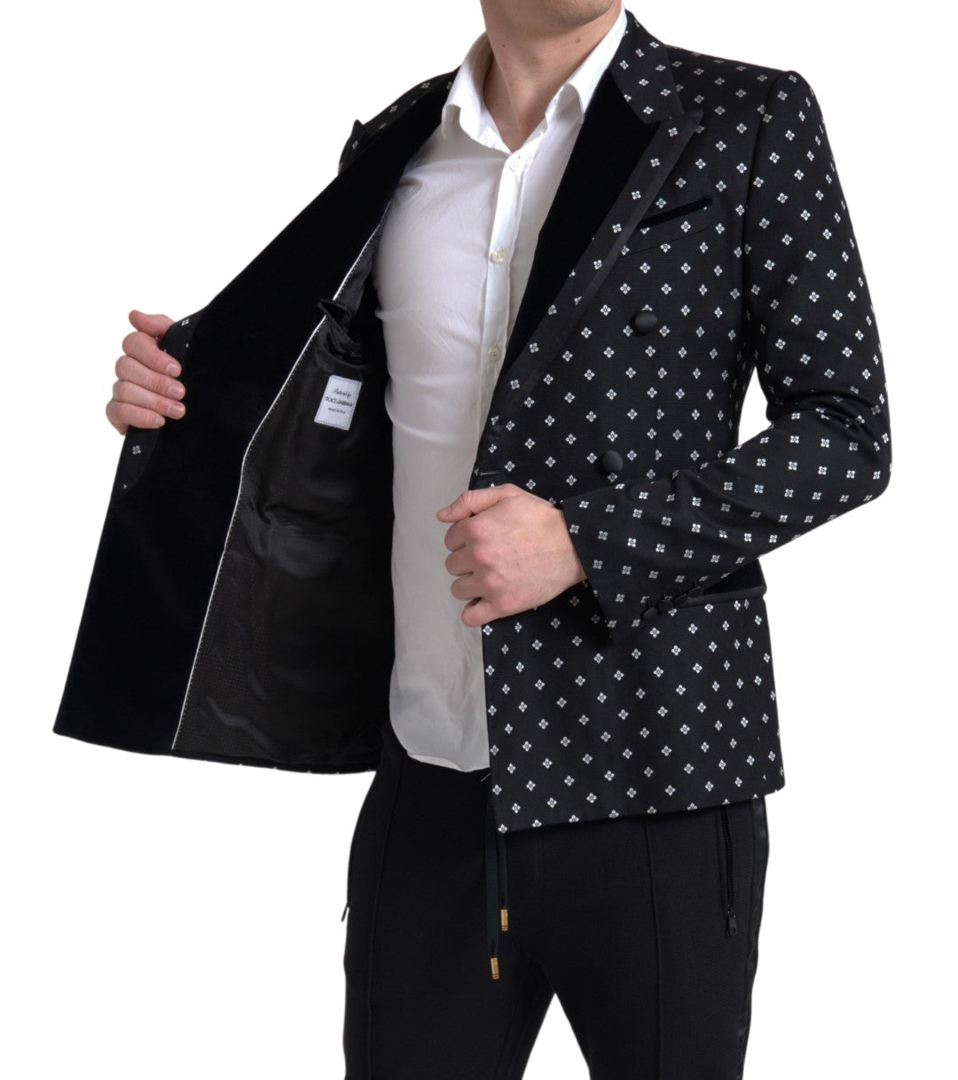 Elegant Geometric Patterned Slim Blazer