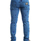 Blue Crystal Embellished Skinny Denim Jeans