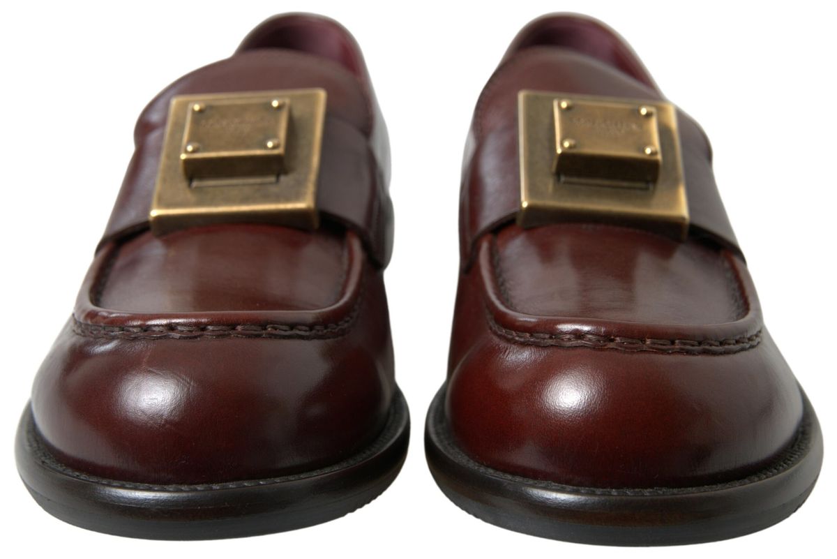 Elegant Bordeaux Leather Dress Loafers