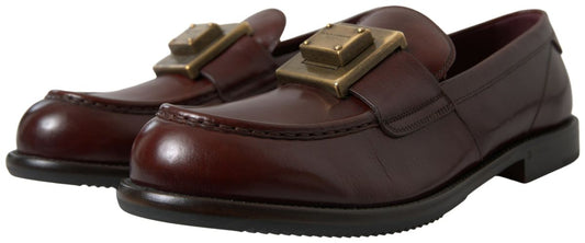 Elegant Bordeaux Leather Dress Loafers