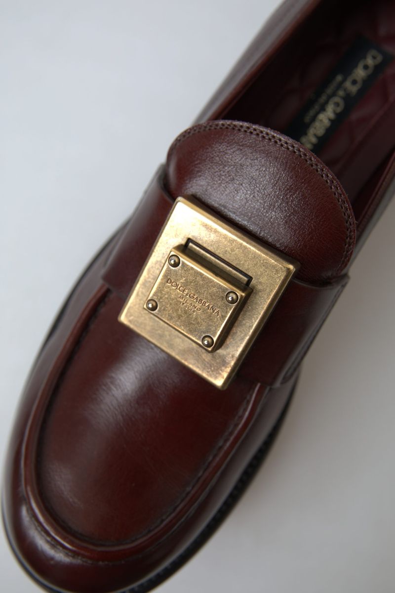 Elegant Bordeaux Leather Dress Loafers