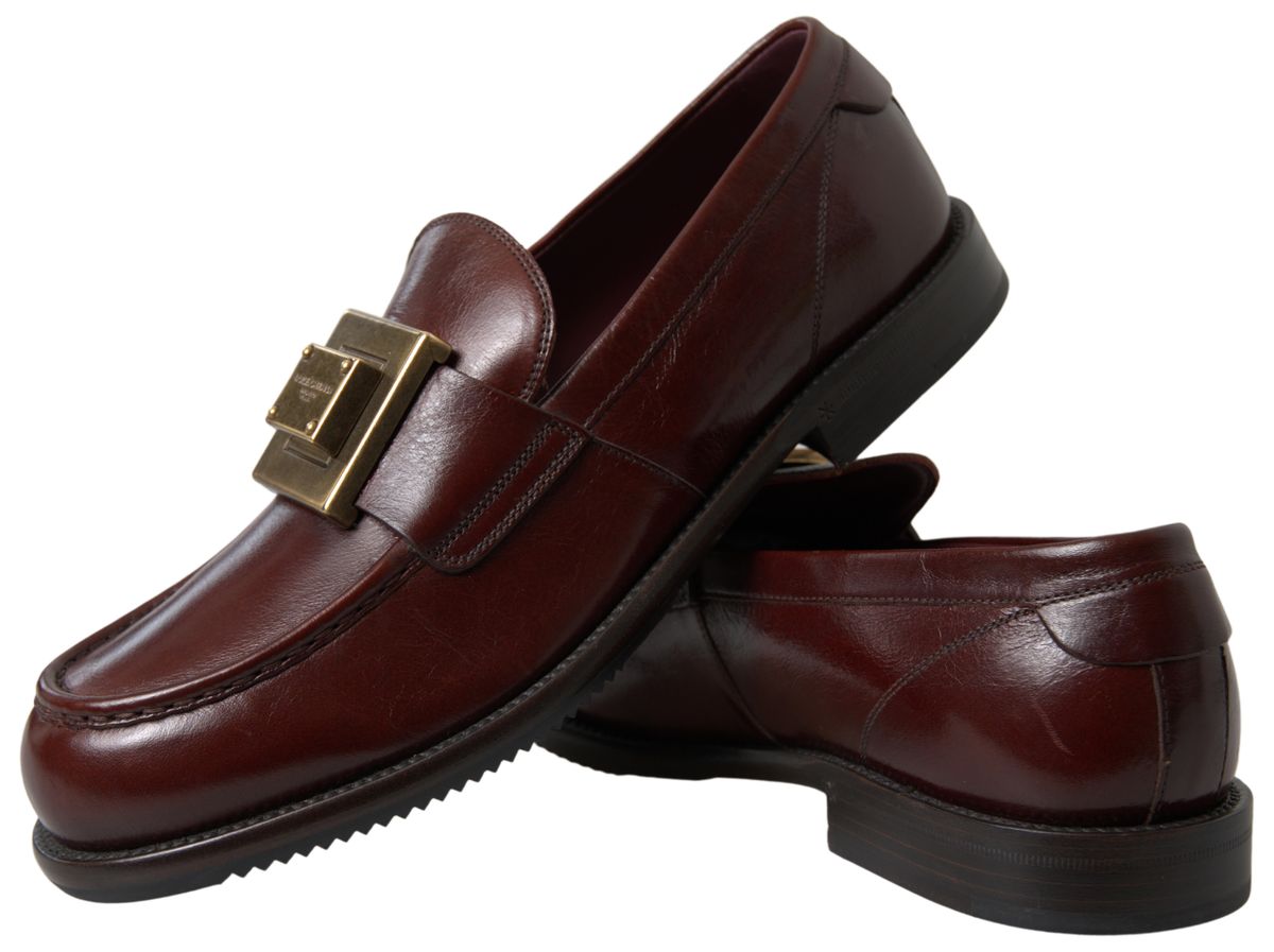 Elegant Bordeaux Leather Dress Loafers