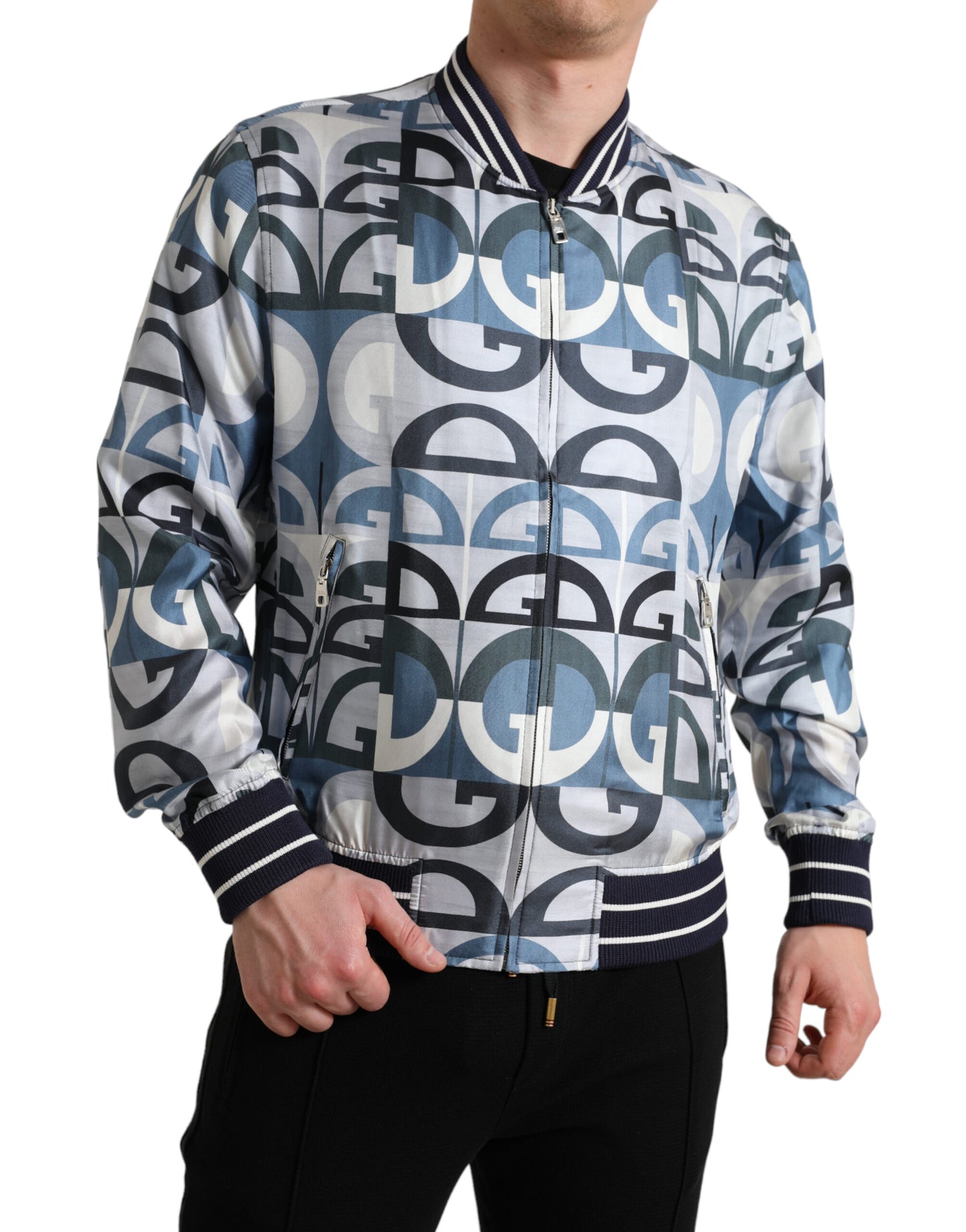 Multicolor Logo Print Bomber Blouson Jacket