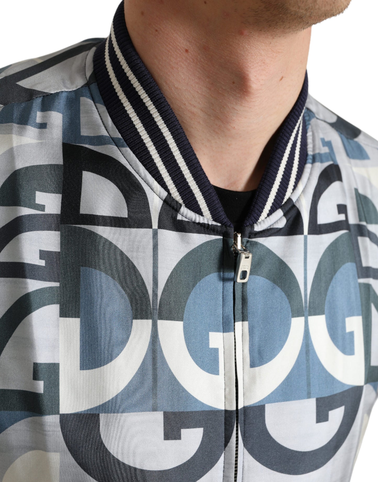 Multicolor Logo Print Bomber Blouson Jacket