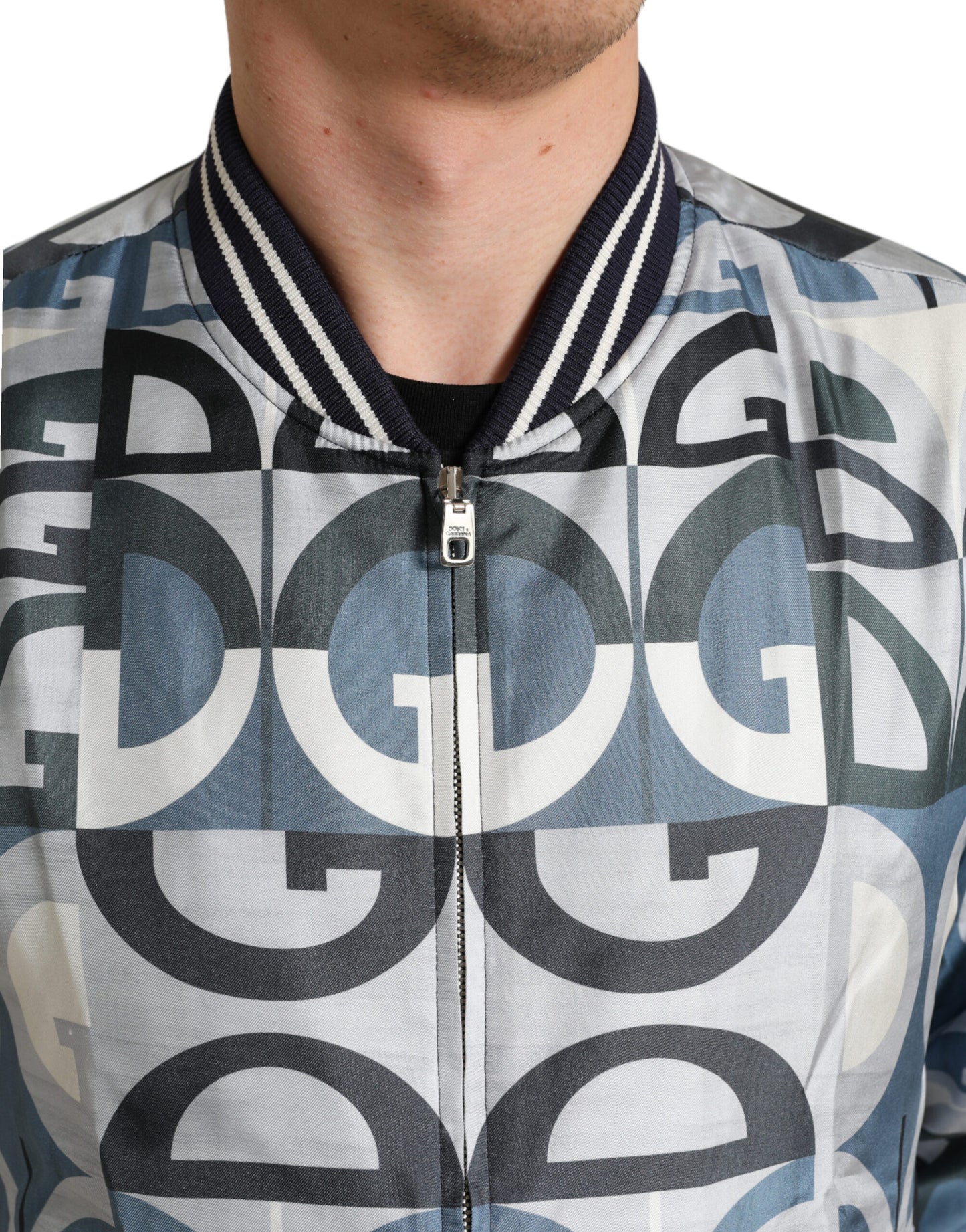 Multicolor Logo Print Bomber Blouson Jacket