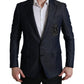 Blue Logo Embroidery Single Breasted Blazer