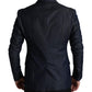 Blue Logo Embroidery Single Breasted Blazer