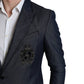Blue Logo Embroidery Single Breasted Blazer