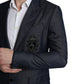 Blue Logo Embroidery Single Breasted Blazer