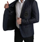 Blue Logo Embroidery Single Breasted Blazer