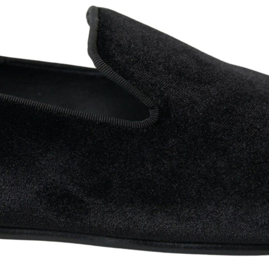 Elegant Velvet Black Loafers for Men