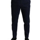 Dark Blue Cotton Stretch Slim Fit Dress Pants