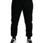 Black Leopard Cotton Slim Fit Jogger Pants
