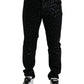 Black Silver Patterned Slim Cotton Jeans