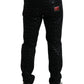 Black Silver Patterned Slim Cotton Jeans