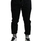 Black Cotton Blend Skinny Jogger Pants