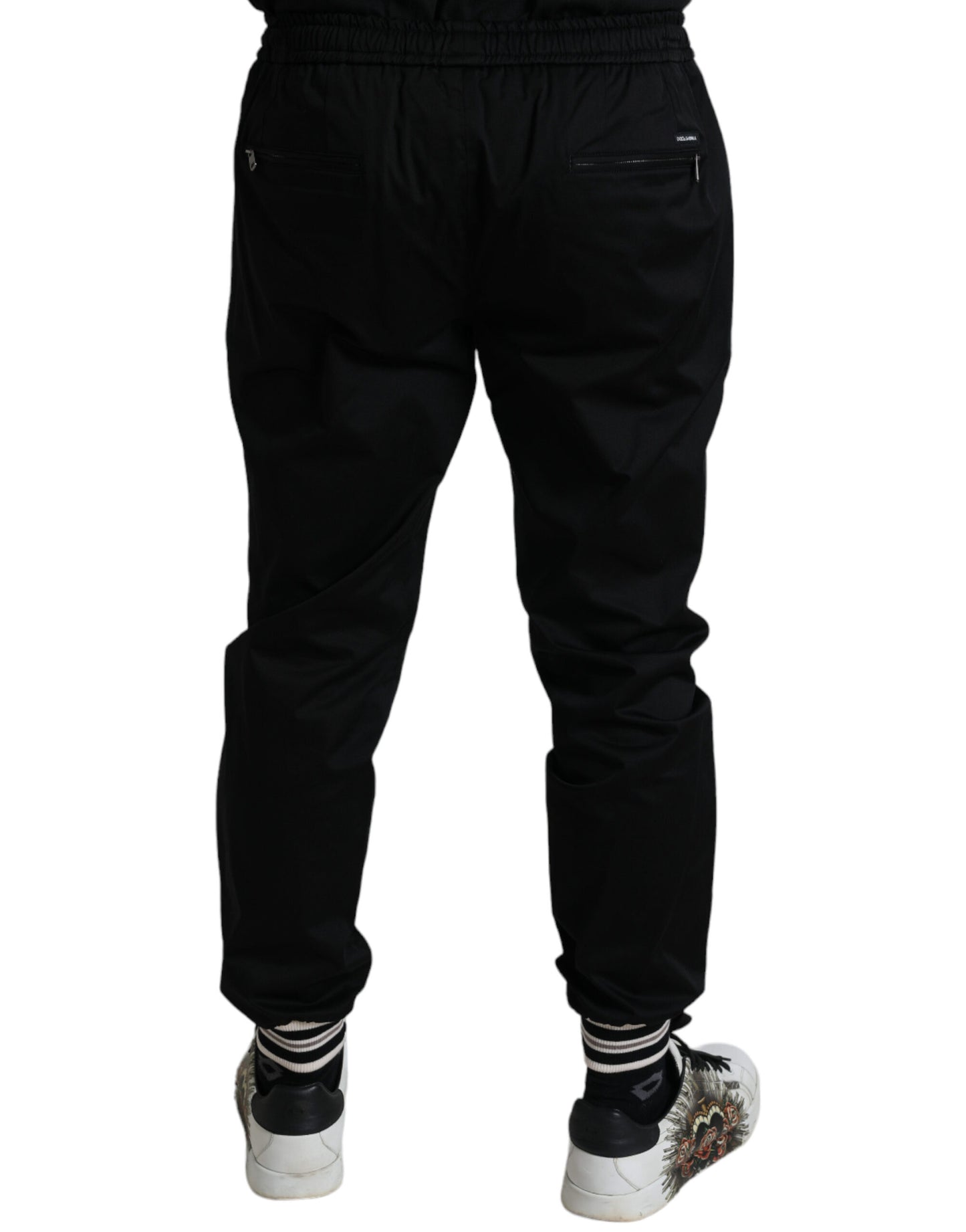 Black Cotton Blend Skinny Jogger Pants